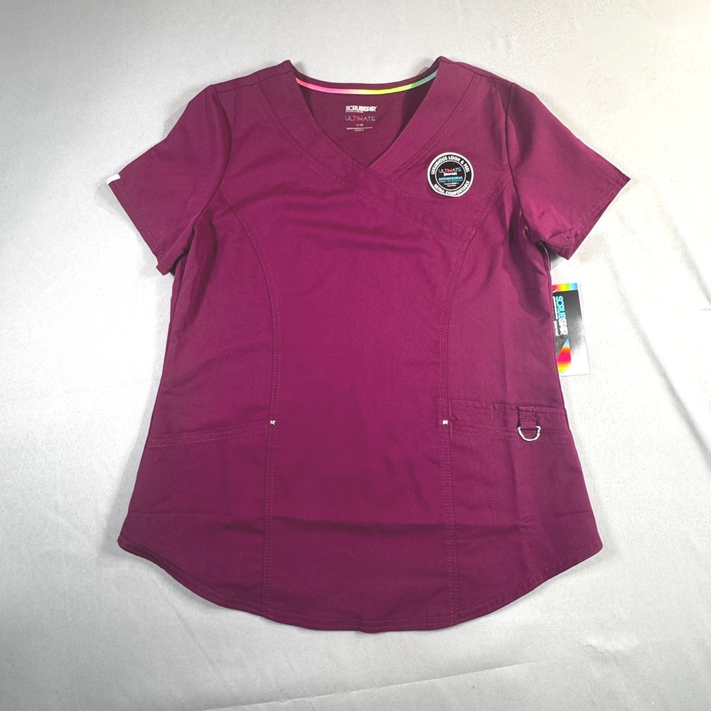 Scrubstar Women XSmall New Wine Red Antimicrobial Ultimate Stretch Scrub Top